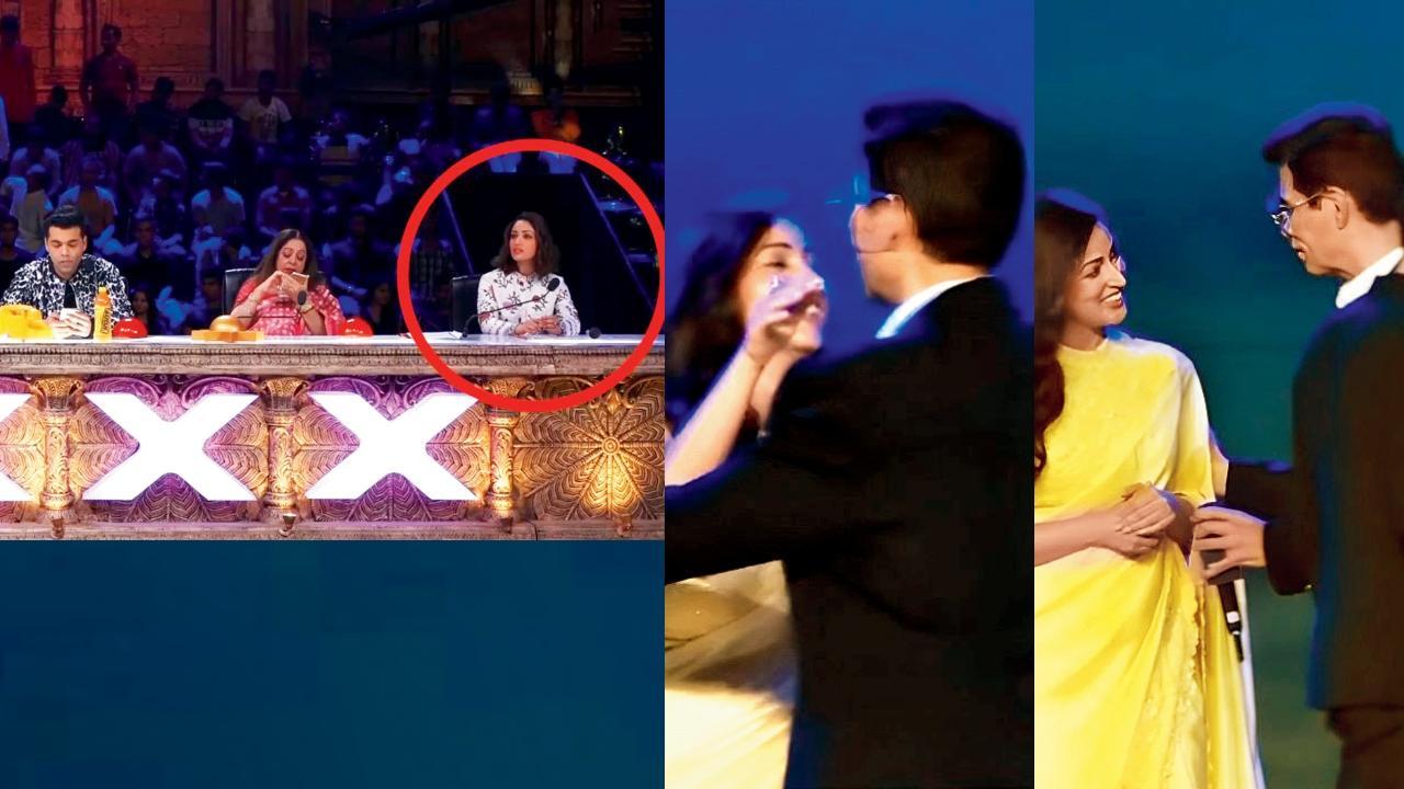 થોડાં વર્ષો પહેલાંનો વિડિયો જેમાં યામી ગૌતમની અવગણના કરવામાં આવતી દેખાય છે (ડાબે); તાજેતરમાં યામીને ઉમળકાથી મળતો કરણ જોહર