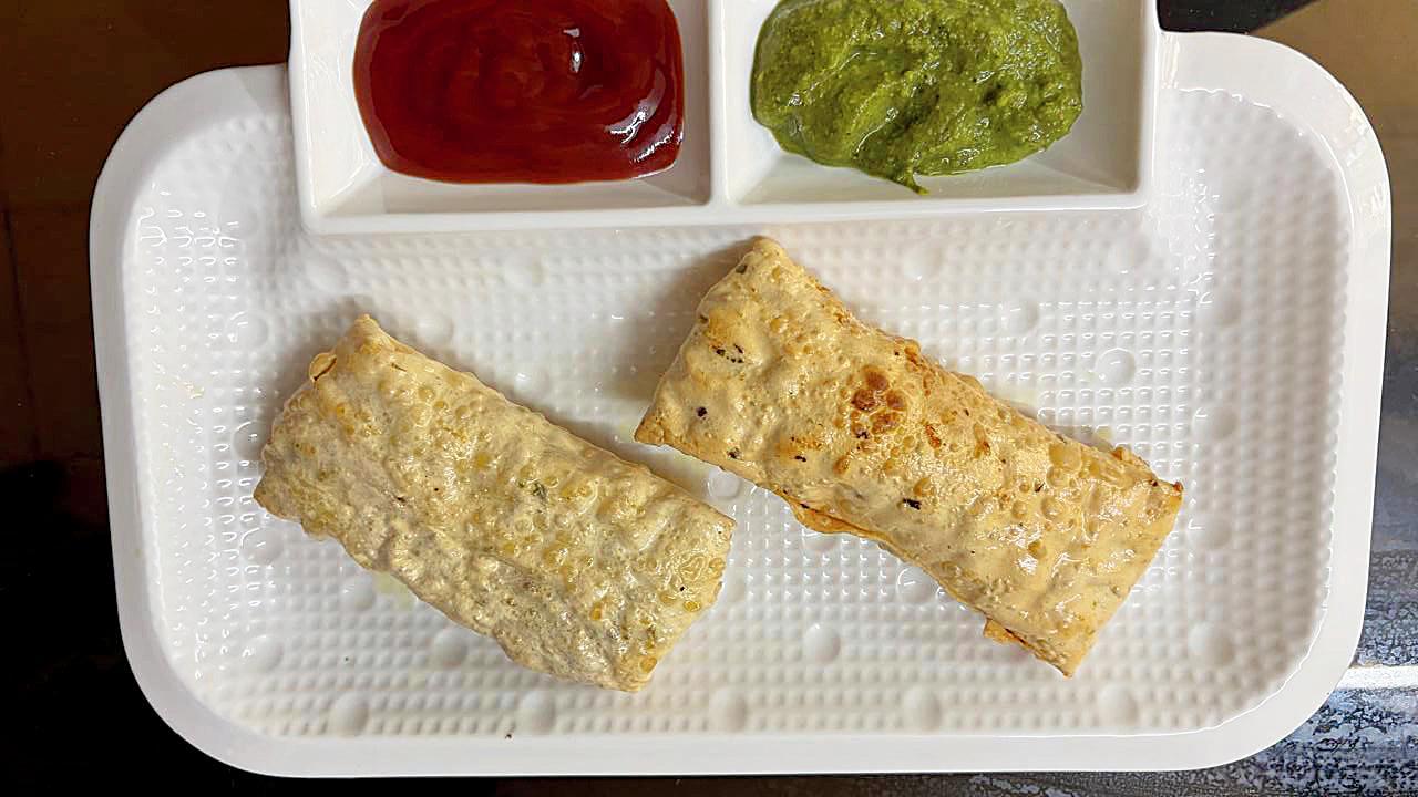 પનીર કૉર્ન પાપડ રોલ