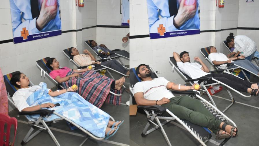 બ્લડ ડોનેશન કરી રહેલાં યુવક-યુવતીઓ
