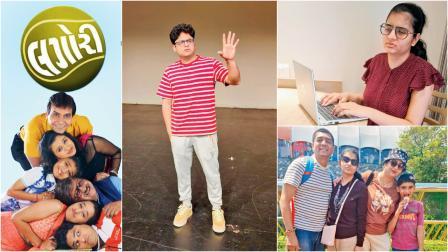 પાર્થ સુનીતા દેસાઈ, લેટેસ્ટ નાટક ‘ધારાબેન ધુરંધર’નું પોસ્ટર, ફર્સ્ટ નાટક ‘લગોરી’નું પોસ્ટર, રિહર્સલ કરતા.
