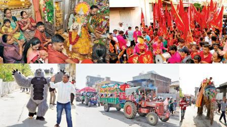  ઉમિયા માતાજીની નગરયાત્રામાં ગજરાજ, અશ્વસવારો અને શણગારેલી બગીઓની સાથે સામાજિક સંદેશો આપતા ૧૬૫ ટૅબ્લો જોડાયા હતા
