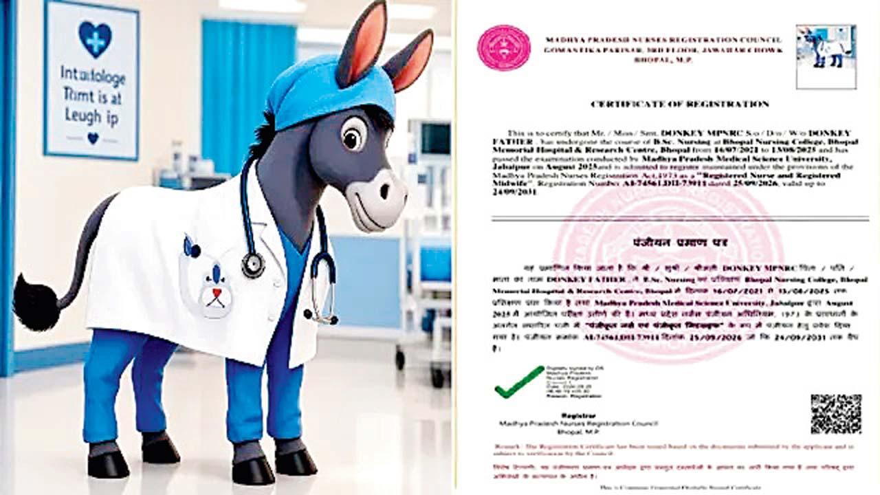 એપ્રન પહેરેલ ગધેડો