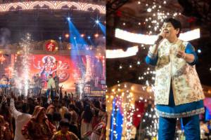ફાલ્ગુની પાઠકની રમઝટ વચ્ચે ખેલૈયાઓ સાથે સેલેબ્રિટીઝ અને ઇન્ફ્લુએન્સર્સ પણ ગરબે ઘૂમ્યા હતા. (તસવીરો: rvr16 ઑફિશિયલ)