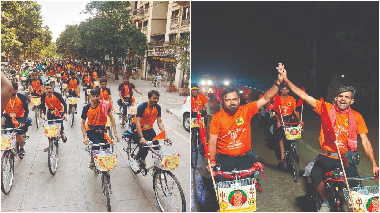 અંબાજી ગ્રુપના સભ્યો ગઈ કાલે સાઇકલ પર થાણેથી કચ્છ માતાના મઢે જવા નીકળ્યા હતા. મરોલ-અંધેરીથી સાઇકલ પર કચ્છ જવા નીકળેલા જયશ્રી ચામુંડા ટાઇગર ગ્રુપના માઈભક્તો ગઈ કાલે અંકલેશ્વર પહોંચ્યા હતા.