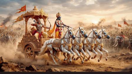 કુરુક્ષેત્રમાં અર્જુનના સારથિ બની શ્રીકૃષ્ણ