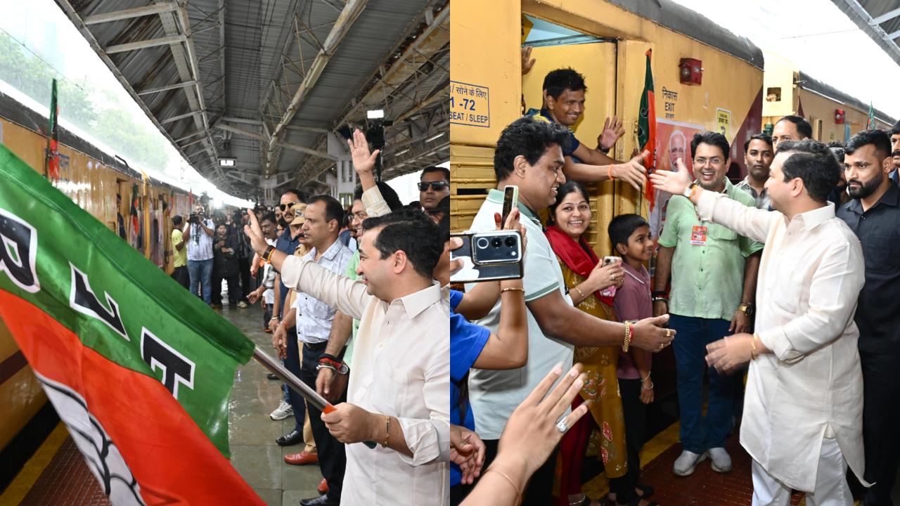 નિતેશ રાણેએ ટ્રેનને લીલી ઝંડી બતાવી