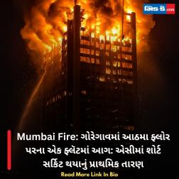 Mumbai Fire: ગોરેગાવમાં આઠમા ફ્લોર પરના એક ફ્લૅટમાં આગ: એસીમાં શોર્ટ સર્કિટ થયાનું પ્રાથમિક તારણ  